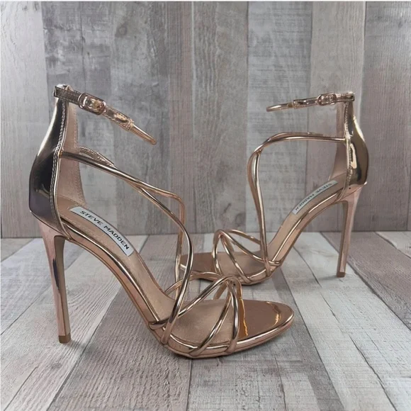 Steve Madden Rose Gold Strappy Heels - Picture 3 of 10